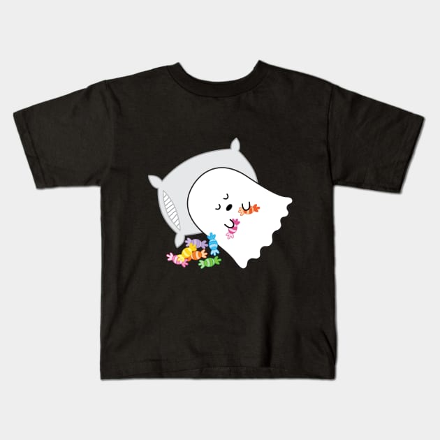 Gordie the Ghost (too much candy, fell asleep) | by queenie's cards Kids T-Shirt by queenie's cards